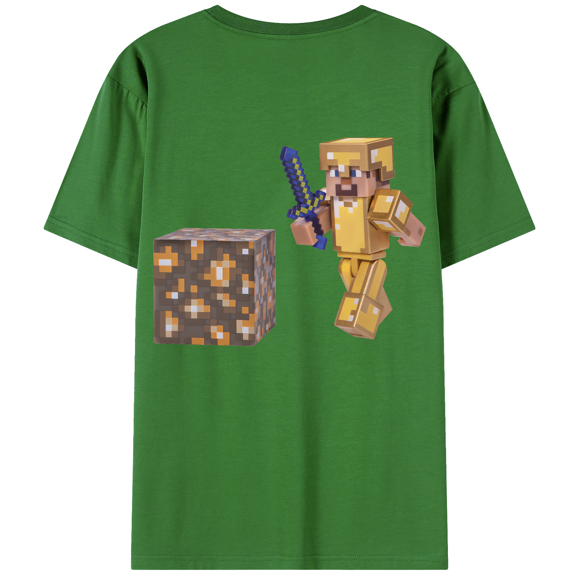 （画像用） マインクラフト ブロックの世界 Minecraft MC Block world レディース半袖Tシャツ(バックプリント)
